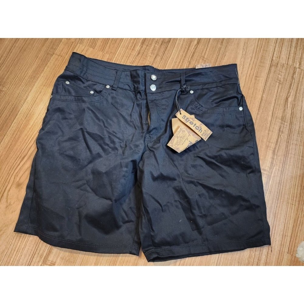 Level 25 Denim Shorts Solid Black Womens Size 24 Stretch - Picture 1 of 3